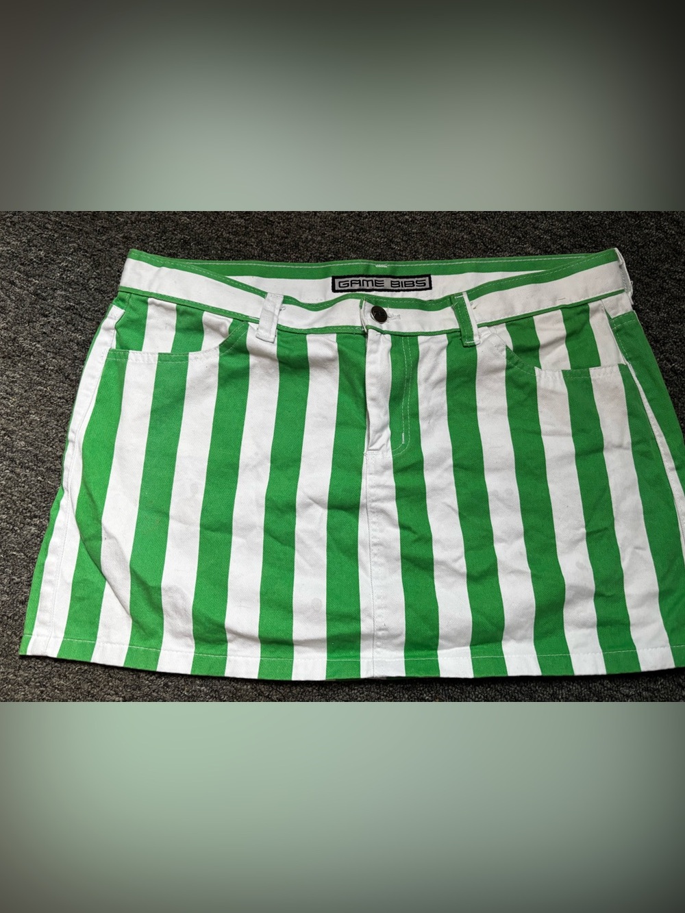 Game Bibs Green and White Striped Skirt